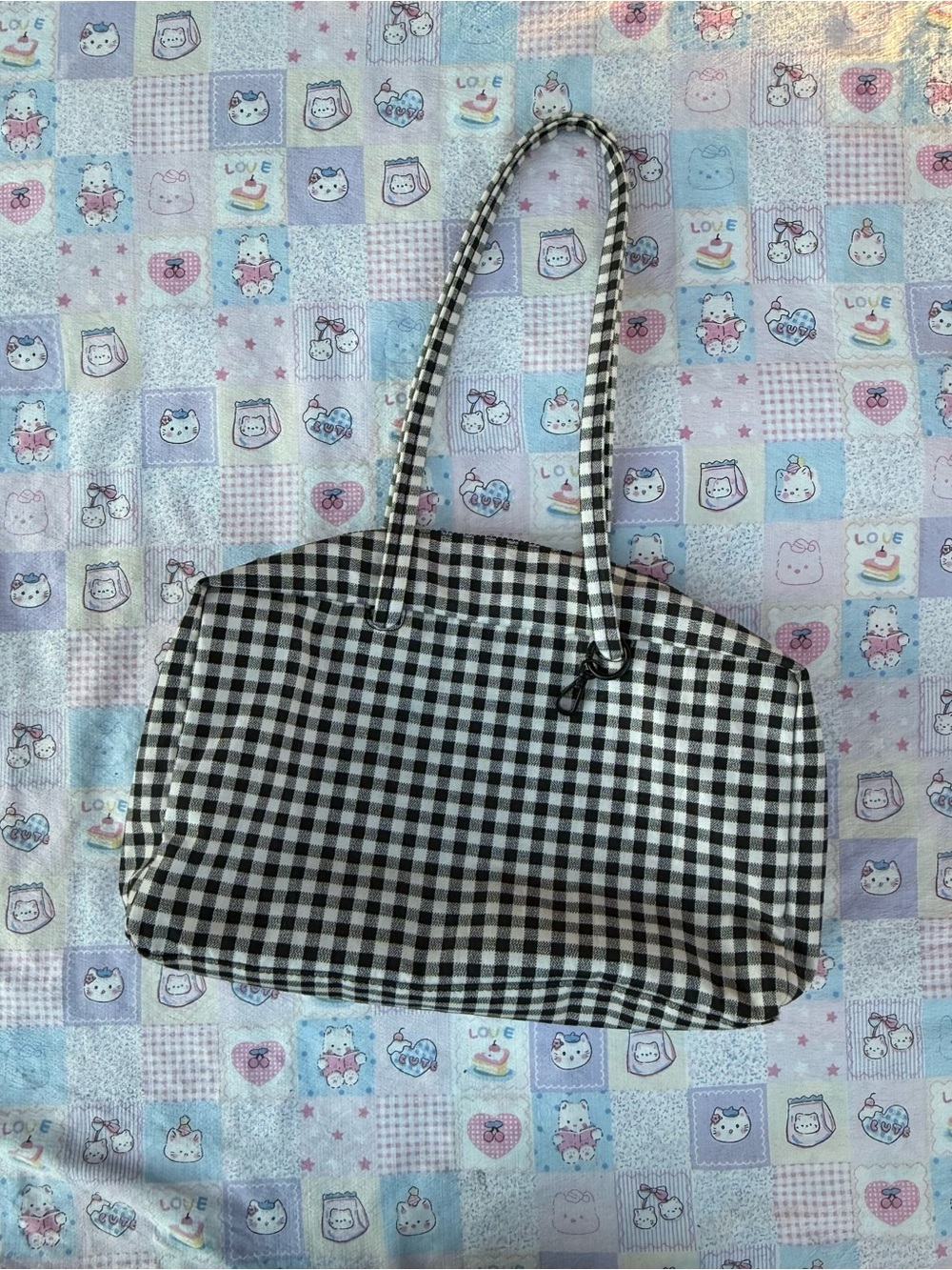 Baggu Medium Bowler Bag in Black & White Gingham